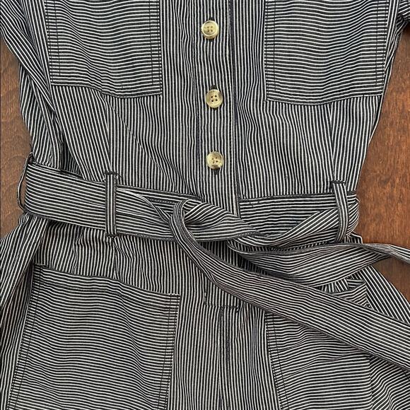 Urban Outfitters Carmen Black and White Conductor Striped Romper, Size Large - Picture 10 of 16